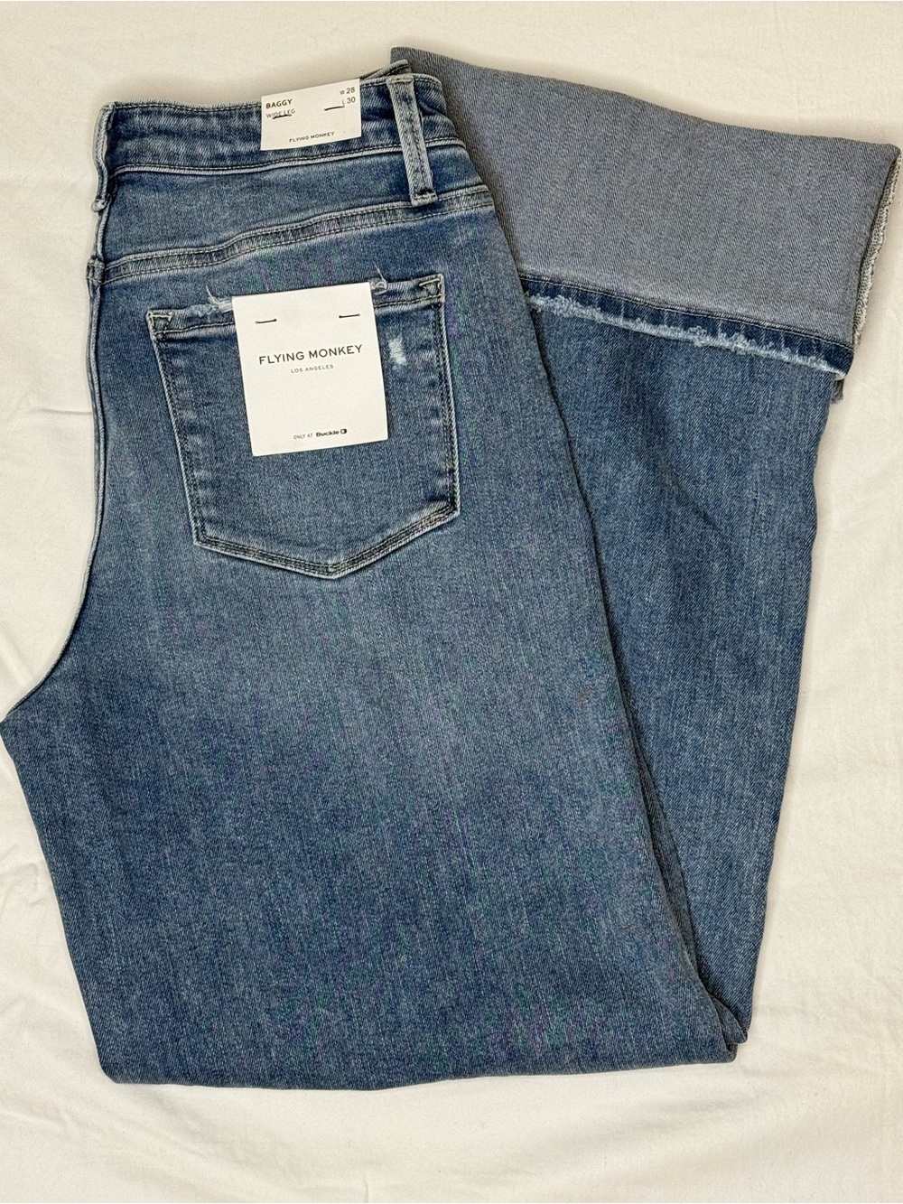 Flying Monkey Baggy Wide Leg Cuffed Jeans NWT 28 Acrobatic BY4704S